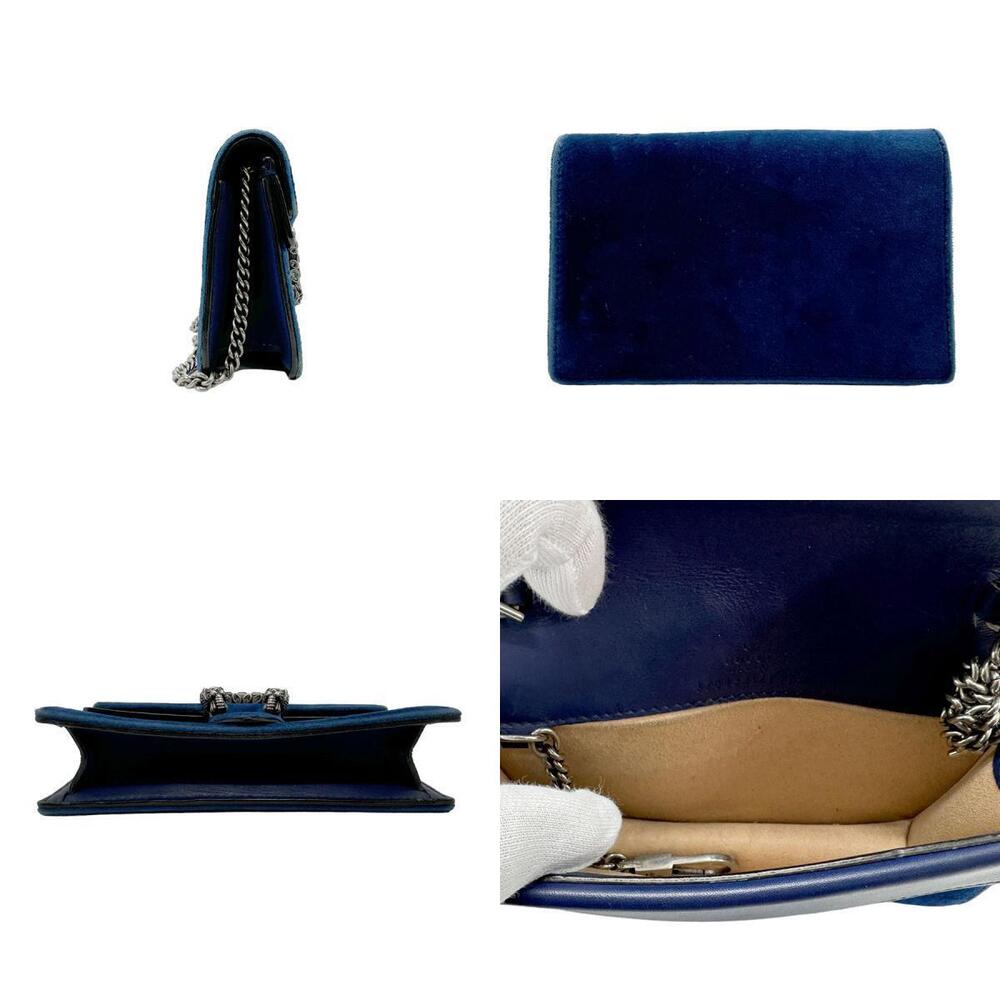 Gucci Navy Velour Shoulder Blue Dionysus Leather Crossbody Silver Bag